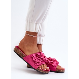 Chanclas de Mujer con Plataforma de Corcho confeccionadas en Ante Ecológico Fucsia Jaihini rosa 2