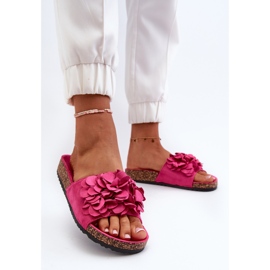 Chanclas de Mujer con Plataforma de Corcho confeccionadas en Ante Ecológico Fucsia Jaihini rosado 3