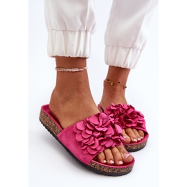 Chanclas de Mujer con Plataforma de Corcho confeccionadas en Ante Ecológico Fucsia Jaihini rosado 5