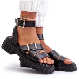 Sandalias Mujer Con Tiras Piel Ecológica Negro Eladira 9