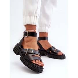 Sandalias Mujer Con Tiras Piel Ecológica Negro Eladira 3