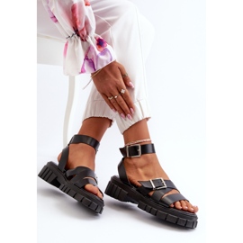 Sandalias Mujer Con Tiras Piel Ecológica Negro Eladira 7