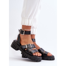 Sandalias Mujer Con Tiras Piel Ecológica Negro Eladira 2