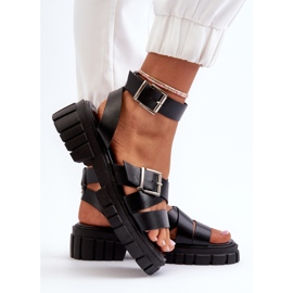 Sandalias Mujer Con Tiras Piel Ecológica Negro Eladira 5