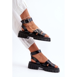 Sandalias Mujer Con Tiras Piel Ecológica Negro Eladira 8