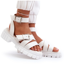 Sandalias Mujer Con Tiras Piel Ecológica Blanco Eladira 8