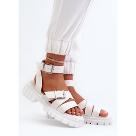 Sandalias Mujer Con Tiras Piel Ecológica Blanco Eladira 2