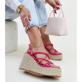 Sandalias cuña Mara rosa oscuro 1