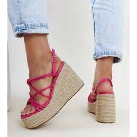 Sandalias cuña Mara rosa oscuro rosado 3