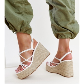 Sandalias cuña Mara blanca blanco 4