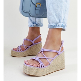 Sandalias cuña Mara moradas violeta 4