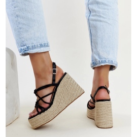 Sandalias cuña Mara negras negro 4