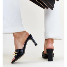 Mules negros de tacón con cadena Borislav 3