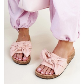 Chanclas rosas con suela de corcho y lazo de Petresa rosado 2