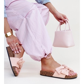 Chanclas rosas con suela de corcho y lazo de Petresa rosado 1