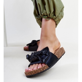 Chanclas negras con suela de corcho y lazo de Petresa negro 4