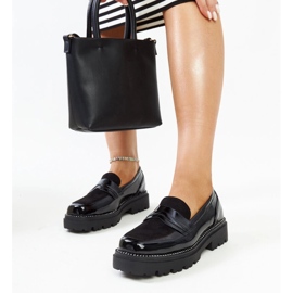 Mocasines de charol con punta cuadrada negro 2