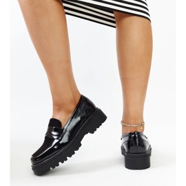 Mocasines de charol con punta cuadrada negro 4