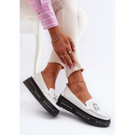 Mocasines Mujer Piel Con Plataforma, Blanco Assetnima 9