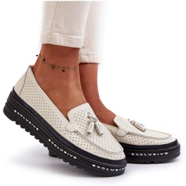 Mocasines Mujer Piel con Plataforma Beige Assetnima 9