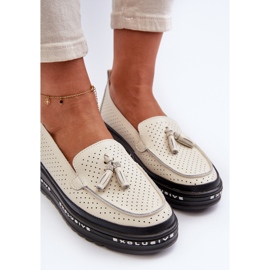 Mocasines Mujer Piel con Plataforma Beige Assetnima 5