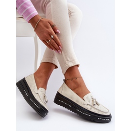 Mocasines Mujer Piel con Plataforma Beige Assetnima 7