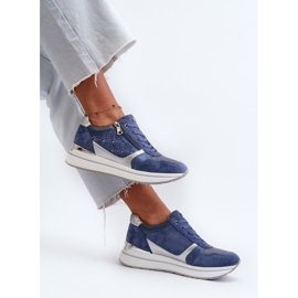 Zapatillas Mujer Plataforma Con Estampado Calado y Purpurina INBLU IN000372 Azul 10