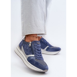 Zapatillas Mujer Plataforma Con Estampado Calado y Purpurina INBLU IN000372 Azul 5