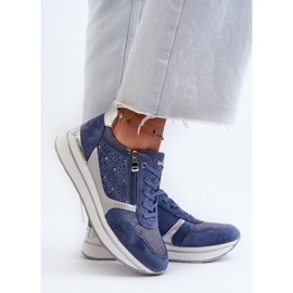 Zapatillas Mujer Plataforma Con Estampado Calado y Purpurina INBLU IN000372 Azul 9