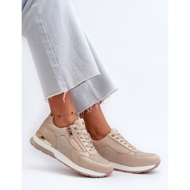 Zapatillas Mujer Con Glitter y Cremallera INBLU IN000365 Beige 7
