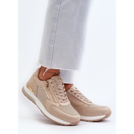 Zapatillas Mujer Con Glitter y Cremallera INBLU IN000365 Beige 2