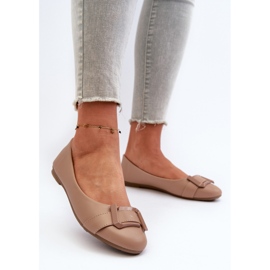 Bailarinas De Piel Ecológica Con Cinturón Y Adorno, Beige Oscuro Cadwenla 4