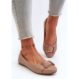 Bailarinas De Piel Ecológica Con Cinturón Y Adorno, Beige Oscuro Cadwenla 5
