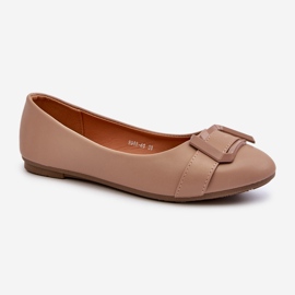 Bailarinas De Piel Ecológica Con Cinturón Y Adorno, Beige Oscuro Cadwenla 2