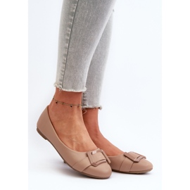 Bailarinas De Piel Ecológica Con Cinturón Y Adorno, Beige Oscuro Cadwenla 3