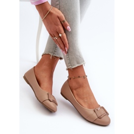 Bailarinas De Piel Ecológica Con Cinturón Y Adorno, Beige Oscuro Cadwenla 1