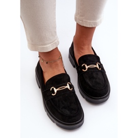 Mocasines De Mujer De Ante Ecológico Con Adorno Dorado, Lighas Negros 5
