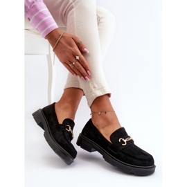 Mocasines De Mujer De Ante Ecológico Con Adorno Dorado, Lighas Negros 7