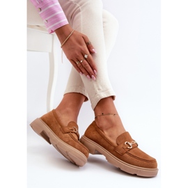 Mocasines Lighas Mujer Ante Ecológico Camel Con Decoración Dorada marrón 9