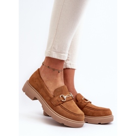 Mocasines Lighas Mujer Ante Ecológico Camel Con Decoración Dorada marrón 3