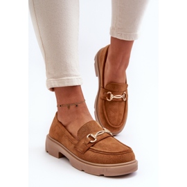 Mocasines Lighas Mujer Ante Ecológico Camel Con Decoración Dorada marrón 5