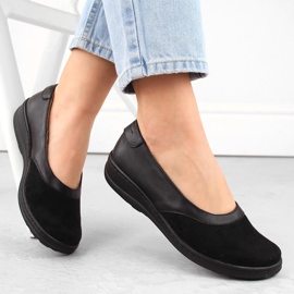 Zapatos cómodos sin cordones para mujer en piel, negro Helios 426.0001.011 1