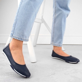 Bailarinas slip-on mujer en piel calada azul marino Filippo DP3681 2