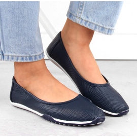 Bailarinas slip-on mujer en piel calada azul marino Filippo DP3681 3