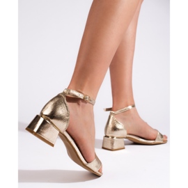 Goodin Sandalias de tacón doradas para mujer. dorado 2