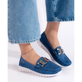 Goodin Mocasines mujer calados azules 1