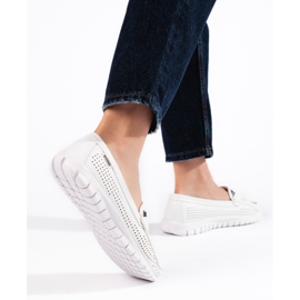 Goodin Mocasines de mujer calados blancos 3