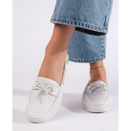 Goodin Mocasines de mujer blancos cómodos 4