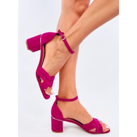 Sandalias tacón mujer Sabines Fucsia rosa 2