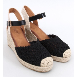 Morelli Sandalias cuña alpargatas negras negro 4